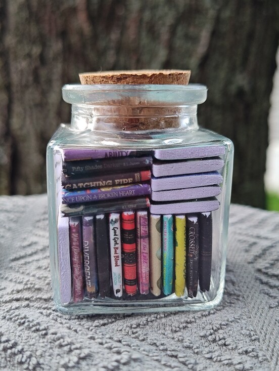 Handmade Other - Small Cube Book Jar 45+ Miniature Books, Minis, Whimsical Home Decor